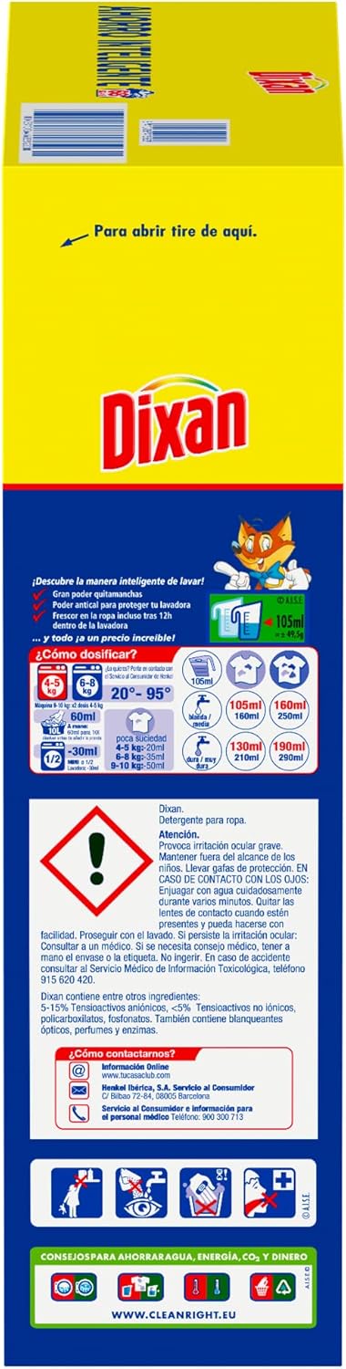 Dixan Polvo Total 3+1, detergente en polvo para lavadora (68 lavados). Jabón en polvo para ropa blanca y de color que proporciona limpieza, luminosidad y un frescor duradero. Dixan - pack