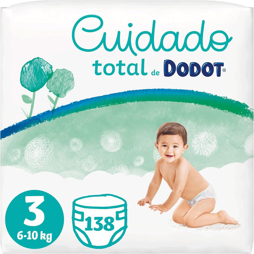 Dodot Pañales Cuidado Total Talla 3 (6-10 kg), Pack Ahorro 138 Pañales. La protección más suave con ingredientes de origen vegetal, algodón premium y hasta 12 horas de sequedad garantizada. Dodot - frontal