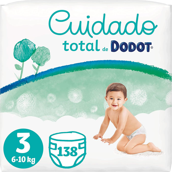 Dodot Pañales Cuidado Total Talla 3 (6-10 kg), Pack Ahorro 138 Pañales. La protección más suave con ingredientes de origen vegetal, algodón premium y hasta 12 horas de sequedad garantizada. Dodot - extra