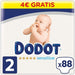Dodot Sensitive Pañales Talla 2 (4-8 Kg), Pack de 92 Unidades. Con tubos ultra-absorbentes, suavidad de seda y máxima protección para la piel sensible de tu bebé en crecimiento. Dodot - frontal