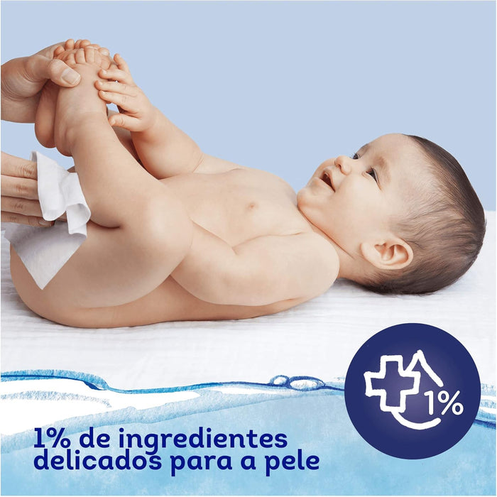 Dodot Toallitas Aqua Pure para Bebé, elaboradas con 99% de Agua y Algodón Orgánico. Pack de 3 paquetes, 144 toallitas en total, para una limpieza delicada y pura desde el primer día. Dodot - detalle