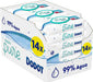 Dodot Toallitas para Bebé Aqua Pure, 672 unidades (14 paquetes x 48). Elaboradas con 99% de agua y algodón premium para la limpieza más pura y delicada de la piel del recién nacido. Dodot - frontal