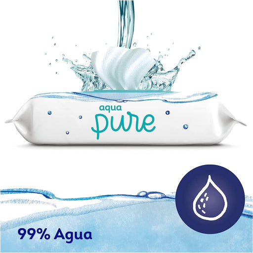 Dodot Toallitas para Bebé Aqua Pure, 672 unidades (14 paquetes x 48). Elaboradas con 99% de agua y algodón premium para la limpieza más pura y delicada de la piel del recién nacido. Dodot - pack