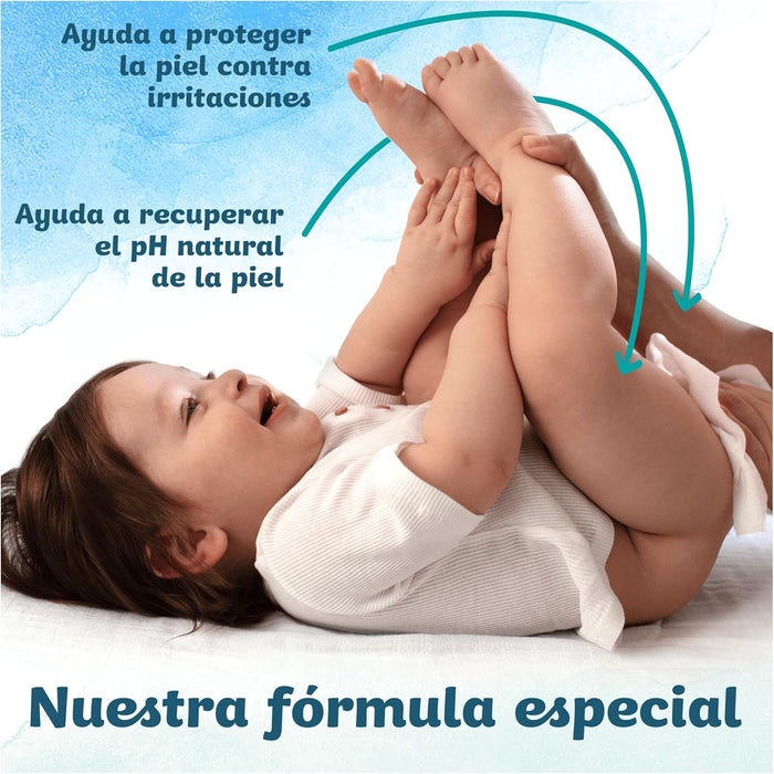 Dodot Toallitas Pure Aqua para Bebé, pack de 864 toallitas (18 paquetes de 48). Fórmula con 99% de agua que ayuda a restaurar el pH natural de la piel. Sin plástico y sin perfume. Dodot - detalle