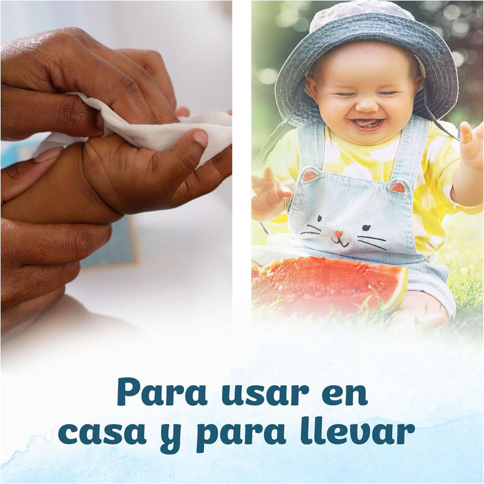 Dodot Toallitas Pure Aqua para Bebé, pack de 864 toallitas (18 paquetes de 48). Fórmula con 99% de agua que ayuda a restaurar el pH natural de la piel. Sin plástico y sin perfume. Dodot - lateral