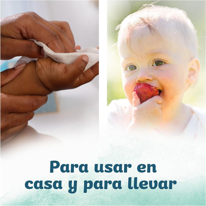 Dodot Toallitas Pure Calma & Protege para Bebé, Mega Pack de 1104 Toallitas (24x46). Fórmula con aloe vera que restaura el pH, 99% agua y sin plástico para el cuidado más puro. Dodot - lateral
