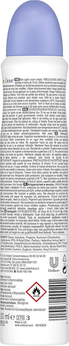 Dove Desodorante Antitranspirante Original en Aerosol, pack de 6x200 ml. Protección eficaz durante 48 horas con ¼ de crema hidratante para unas axilas suaves y cuidadas. Dove - detalle