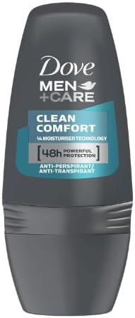Dove Men+Care Desodorante Roll-On Clean Comfort 0% Aluminio, Pack de 6x50ml. Protección eficaz contra el olor hasta 24 horas con una fórmula que cuida tu piel e hidrata. Dove - pack