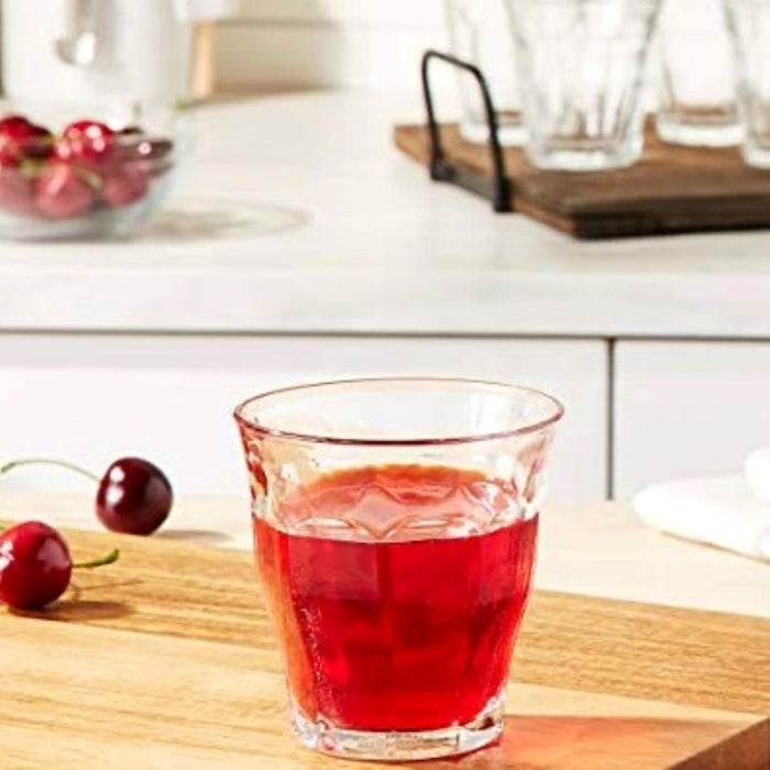 Juego de 6 Vasos Duralex Picardie de 250 ml. Vidrio templado de alta resistencia a golpes y cambios de temperatura. Diseño icónico francés, apilables y aptos para lavavajillas y microondas. Duralex - pack