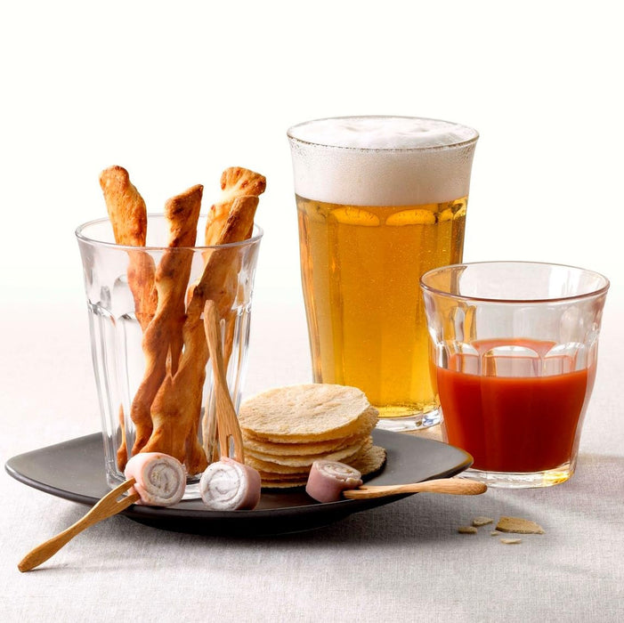 Juego de 6 Vasos Duralex Picardie de 250 ml. Vidrio templado de alta resistencia a golpes y cambios de temperatura. Diseño icónico francés, apilables y aptos para lavavajillas y microondas. Duralex - extra
