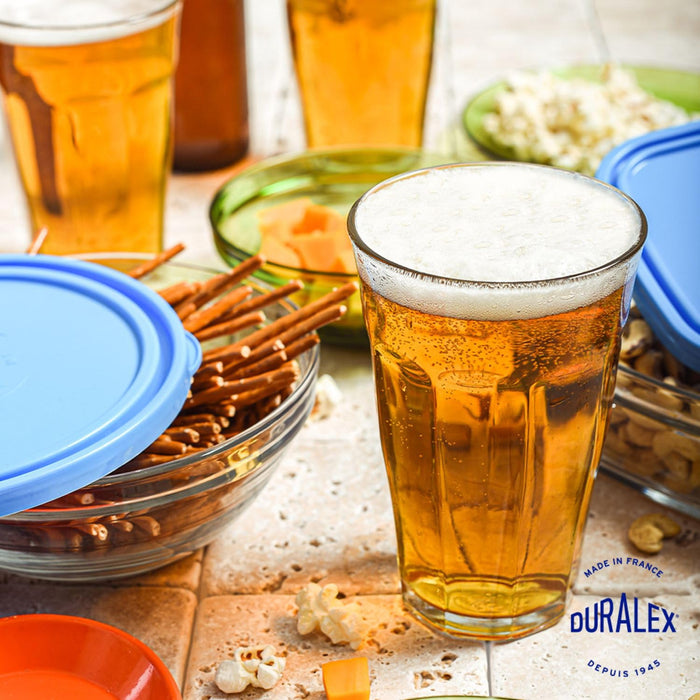 Juego de 6 Vasos Duralex Picardie de 250 ml. Vidrio templado de alta resistencia a golpes y cambios de temperatura. Diseño icónico francés, apilables y aptos para lavavajillas y microondas. Duralex - lateral