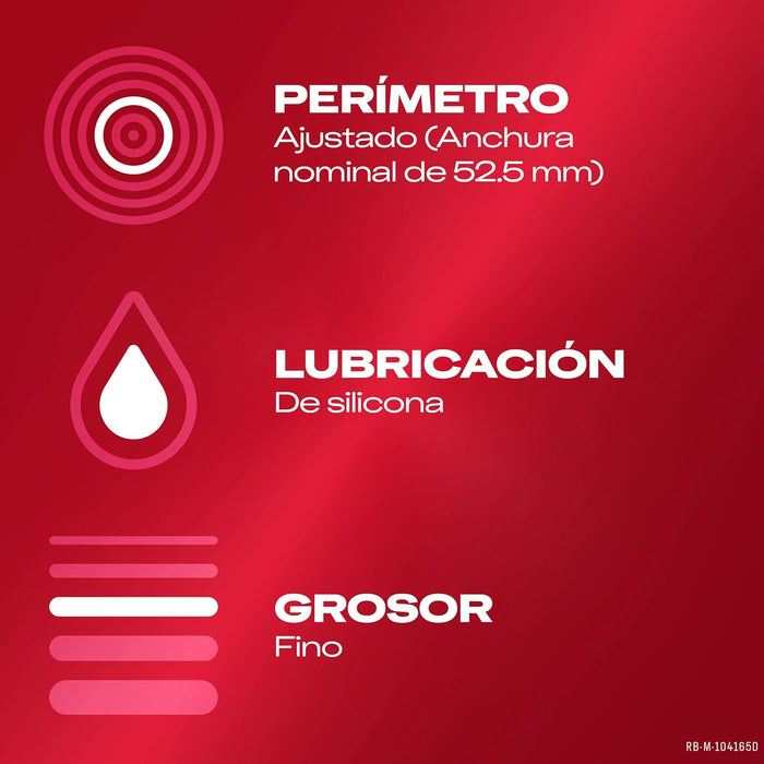 Durex Preservativos Sensitivo Suave Talla Pequeña (Slim Fit), Caja de 10. Condones finos con un ajuste más ceñido para mayor comodidad, seguridad y una sensibilidad superior. Durex - pack