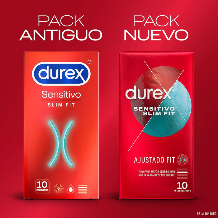 Durex Preservativos Sensitivo Suave Talla Pequeña (Slim Fit), Caja de 10. Condones finos con un ajuste más ceñido para mayor comodidad, seguridad y una sensibilidad superior. Durex - uso