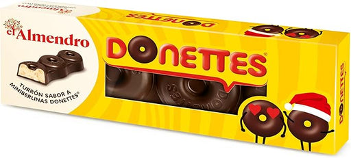 El Almendro Turrón de Donettes, 150g. El dulce navideño más innovador con un irresistible sabor a chocolate praliné y crujientes trocitos de bizcocho Donettes. El Almendro - frontal