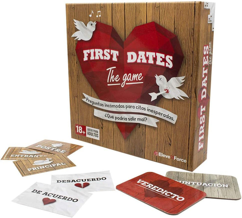 First Dates The Game, el Juego de Mesa Oficial del Programa de TV. Un party game para adultos con preguntas incómodas para descubrir los secretos de tus amigos. Eleven Force - detalle