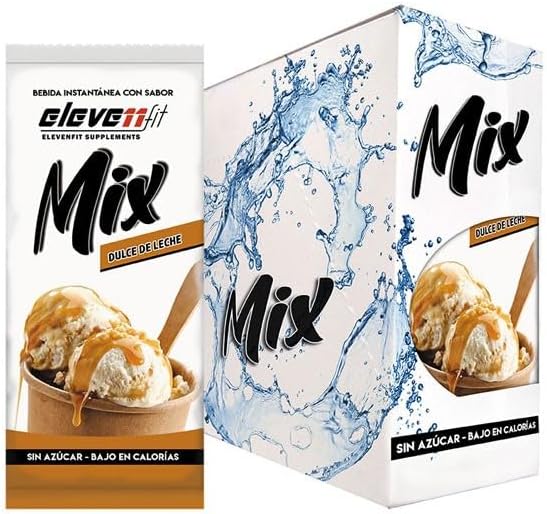 Caja ahorro de 24 sobres de Mix sabor Dulce de Leche de ElevenFit. El capricho más goloso en una versión sin azúcar, ideal para tus cafés, batidos y postres saludables. Elevenfit - frontal