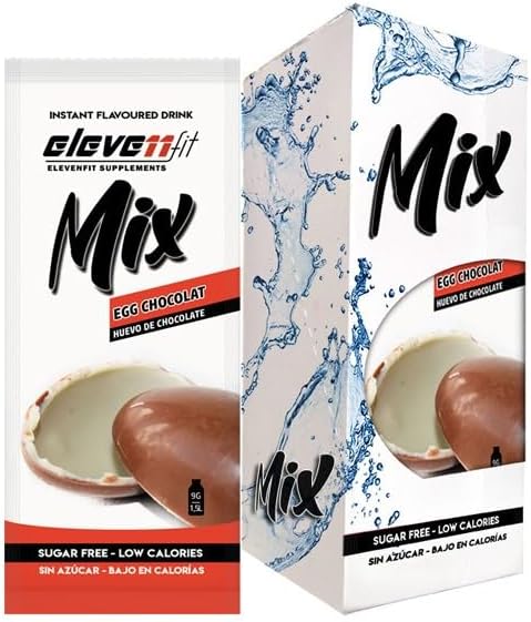 Caja de 12 sobres de Mix sabor Egg Chocolat de ElevenFit. Disfruta del sabor a huevo de chocolate y crema de leche en una bebida sin azúcar, ideal para postres. Elevenfit - frontal