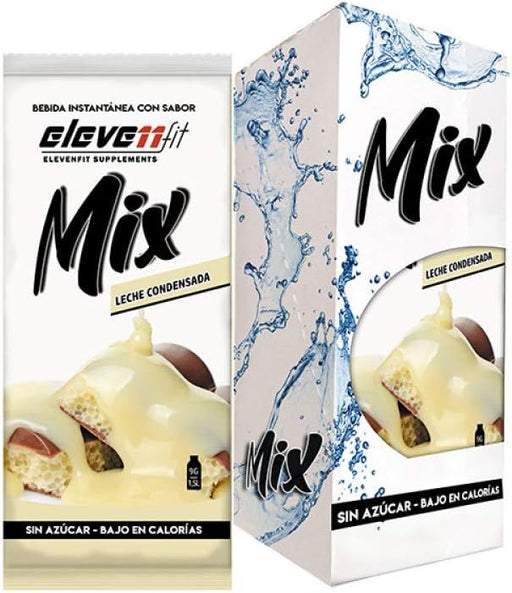 Caja de 12 sobres de Mix sabor Leche Condensada de ElevenFit. Disfruta de la máxima dulzura sin azúcar. Ideal para endulzar cafés, postres y frutas de forma saludable. Elevenfit - frontal