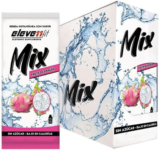 Caja de 24 sobres de bebida instantánea Mix sabor Fruta del Dragón de ElevenFit. La forma más exótica y saludable de hidratarte con un sabor único y sin azúcar. Elevenfit - frontal