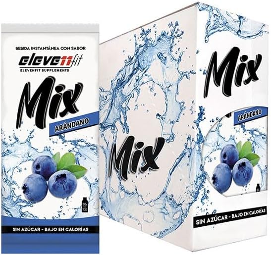 Eleven Fit Mix Bebida Instantánea Sabor Arándano, Caja de 24 Sobres. Disfruta de una hidratación sofisticada y llena de sabor, sin azúcar y con el toque antioxidante de los frutos del bosque. Elevenfit - frontal