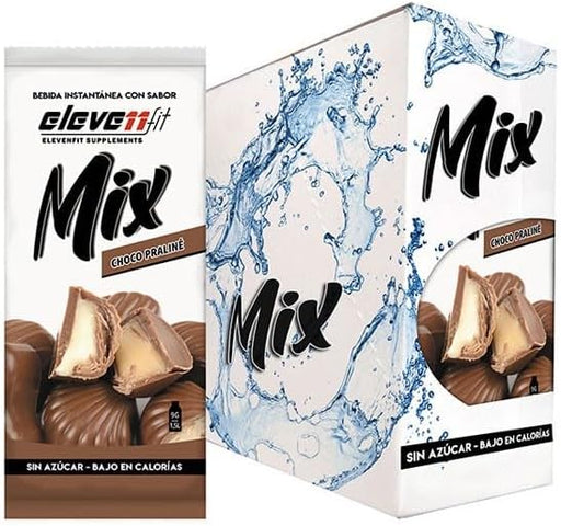 Eleven Fit Mix Bebida Instantánea Sabor Chocolate Praliné, Caja de 24 Sobres. El toque gourmet para tus bebidas y postres, sin azúcar y con el delicioso sabor del chocolate y la avellana. Elevenfit - frontal