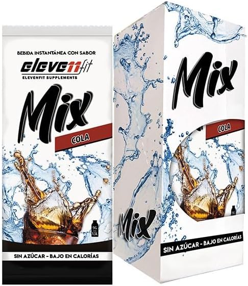 Eleven Fit Mix Bebida Instantánea Sabor Cola, Caja de 12 Sobres. Disfruta del sabor clásico de tu refresco favorito sin azúcar, sin calorías y sin aspartamo. La alternativa saludable perfecta. Elevenfit - frontal