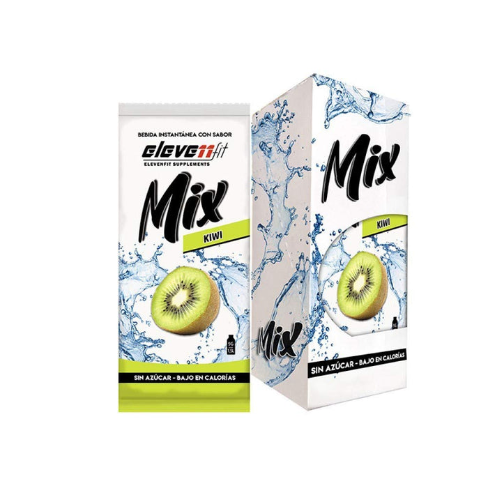 Eleven Fit Mix Bebida Instantánea Sabor Kiwi, Caja de 12 Sobres. Un sabor exótico y refrescante para tu hidratación, sin azúcar, bajo en calorías y con un toque tropical único. Elevenfit - pack
