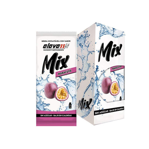 Eleven Fit Mix Bebida Instantánea Sabor Maracuyá, Caja de 12 Sobres. Descubre el sabor de la fruta de la pasión en un formato práctico, sin azúcar y perfecto para llevar e hidratarte. Elevenfit - pack