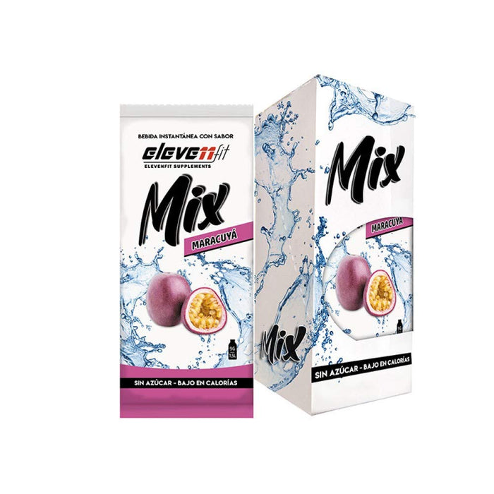 Eleven Fit Mix Bebida Instantánea Sabor Maracuyá, Caja de 12 Sobres. Descubre el sabor de la fruta de la pasión en un formato práctico, sin azúcar y perfecto para llevar e hidratarte. Elevenfit - pack