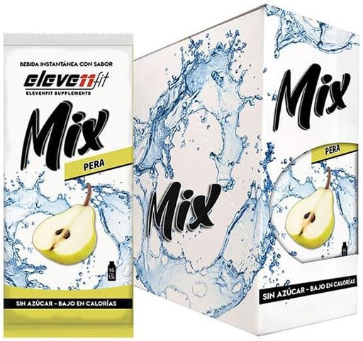 Eleven Fit Mix Bebida Instantánea Sabor Pera, Caja de 24 Sobres. Un sabor dulce, jugoso y sofisticado para tu hidratación diaria, sin azúcar y con muy pocas calorías. ¡Descubre su versatilidad! Elevenfit - frontal