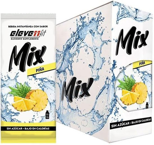 Eleven Fit Mix Bebida Instantánea Sabor Piña, Caja de 24 Sobres. Disfruta del sabor más tropical y refrescante en una bebida sin azúcar, baja en calorías y perfecta para hidratarte. Elevenfit - frontal