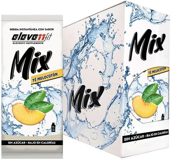 Eleven Fit Mix Bebida Instantánea Sabor Té con Melocotón, Caja de 24 Sobres. Disfruta del clásico té helado de forma saludable: sin azúcar, bajo en calorías y con un sabor auténtico. Elevenfit - frontal