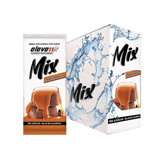 Eleven Fit Mix Bebida Sabor Crema de Caramelo, Caja de 12 Sobres. El sirope perfecto sin azúcar para tus cafés, postres y batidos. Disfruta de un toque dulce y cremoso sin calorías. Elevenfit - pack