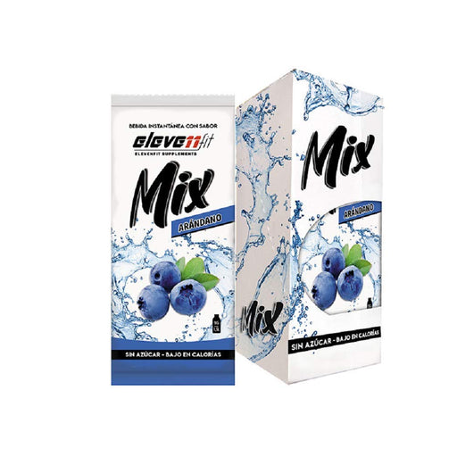 Eleven Fit Mix Sabor Arándano, Caja de 12 Sobres. La forma más deliciosa de beber más agua, con un refrescante sabor a frutos del bosque, sin azúcar y con menos de 5 calorías por vaso. Elevenfit - frontal