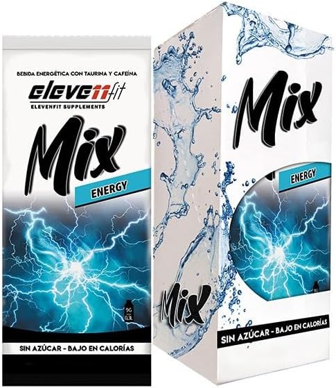 Eleven Fit Mix Sabor Energy, Caja de 12 Sobres. Tu dosis de energía saludable para llevar, sin azúcar y con cafeína para potenciar tu rendimiento físico y mental en cualquier momento y lugar. Elevenfit - frontal