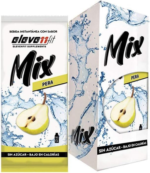 Eleven Fit Mix Sabor Pera, Caja de 12 Sobres. La bebida instantánea sin azúcar para dar un toque creativo a tus postres, yogures y batidos, o para disfrutar de un refresco saludable y original. Elevenfit - frontal