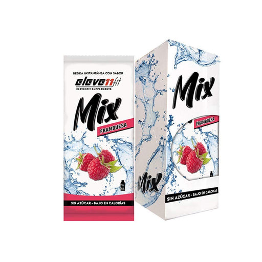 ElevenFit Mix Bebida en Polvo Sabor Frambuesa, Caja con 12 sobres sin azúcar. Mezcla instantánea para una hidratación deliciosa, muy baja en calorías y apta para cualquier dieta. Elevenfit - frontal