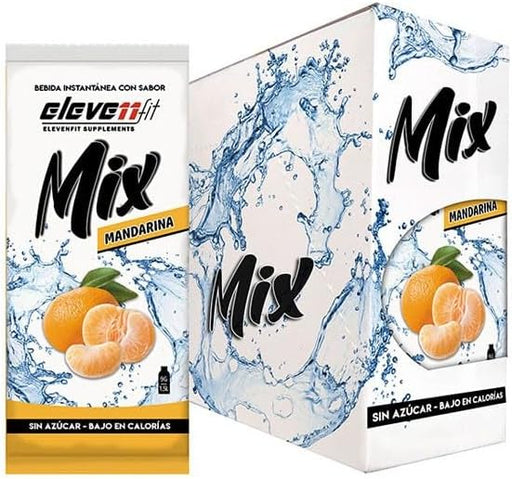 ElevenFit Mix Bebida en Polvo sabor Mandarina sin azúcar, Caja con 24 sobres. Una mezcla instantánea y refrescante, con poquísimas calorías, ideal para una hidratación con sabor. Elevenfit - frontal