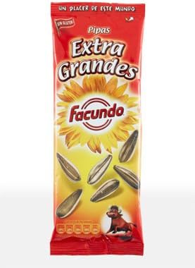 Facundo Pipas de Girasol Extra Grandes Tostadas con Sal, pack de 5 bolsas de 80 gramos. El snack perfecto por su gran tamaño, sabor intenso y textura super crujiente. Facundo - frontal