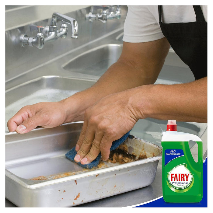 Fairy Professional Lavavajillas a Mano, formato 10 L (2x5 L). Detergente líquido concentrado con fórmula profesional para eliminar 5 veces más grasa y limpiar hasta 100.000 platos. Fairy - detalle