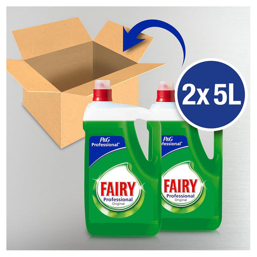 Fairy Professional Lavavajillas a Mano, formato 10 L (2x5 L). Detergente líquido concentrado con fórmula profesional para eliminar 5 veces más grasa y limpiar hasta 100.000 platos. Fairy - pack