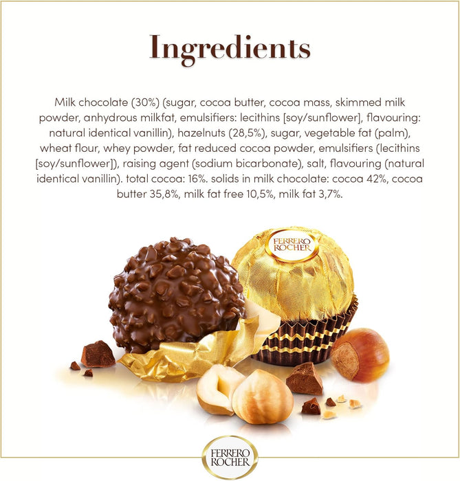 Ferrero Rocher Árbol de Navidad, Caja de Regalo con 150g de Bombones. El detalle perfecto para decorar y endulzar tus fiestas, con 12 bombones del sabor inconfundible de siempre. Ferrero Rocher - lateral
