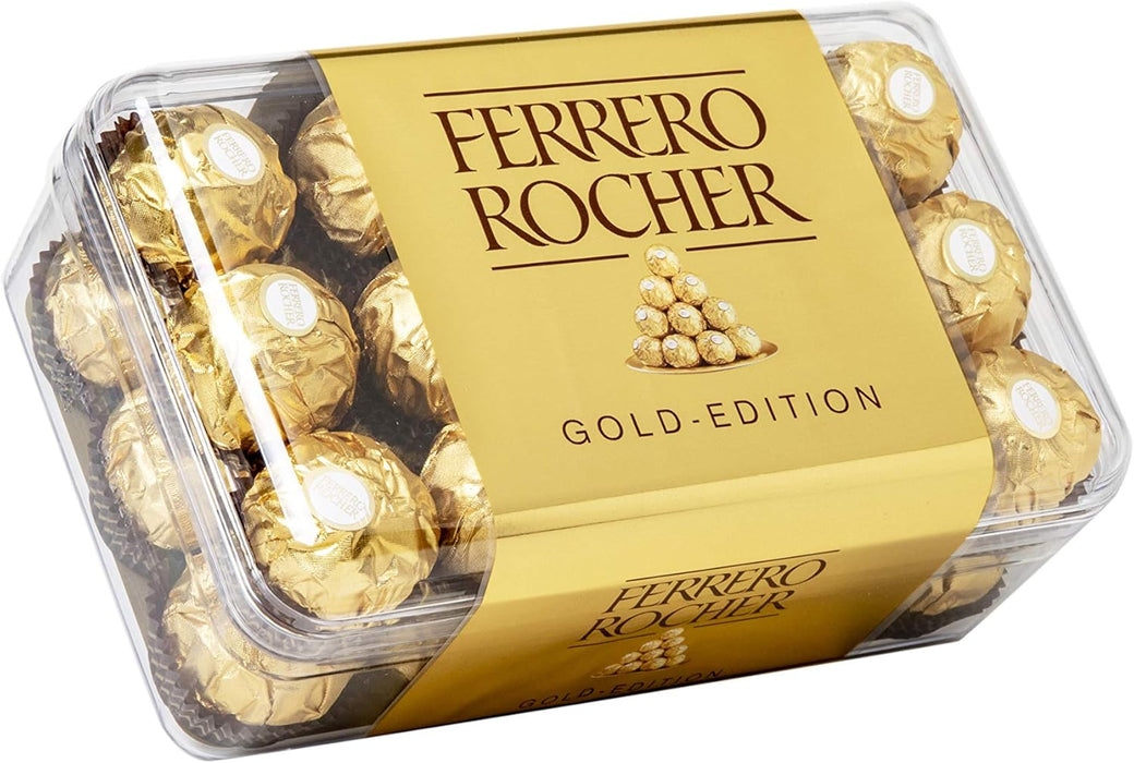 Ferrero Rocher, Caja de 30 Bombones de Chocolate con Leche y Avellanas (375g). Un clásico atemporal ideal para regalar en Navidad o cualquier ocasión especial y compartir en familia. Ferrero Rocher - uso