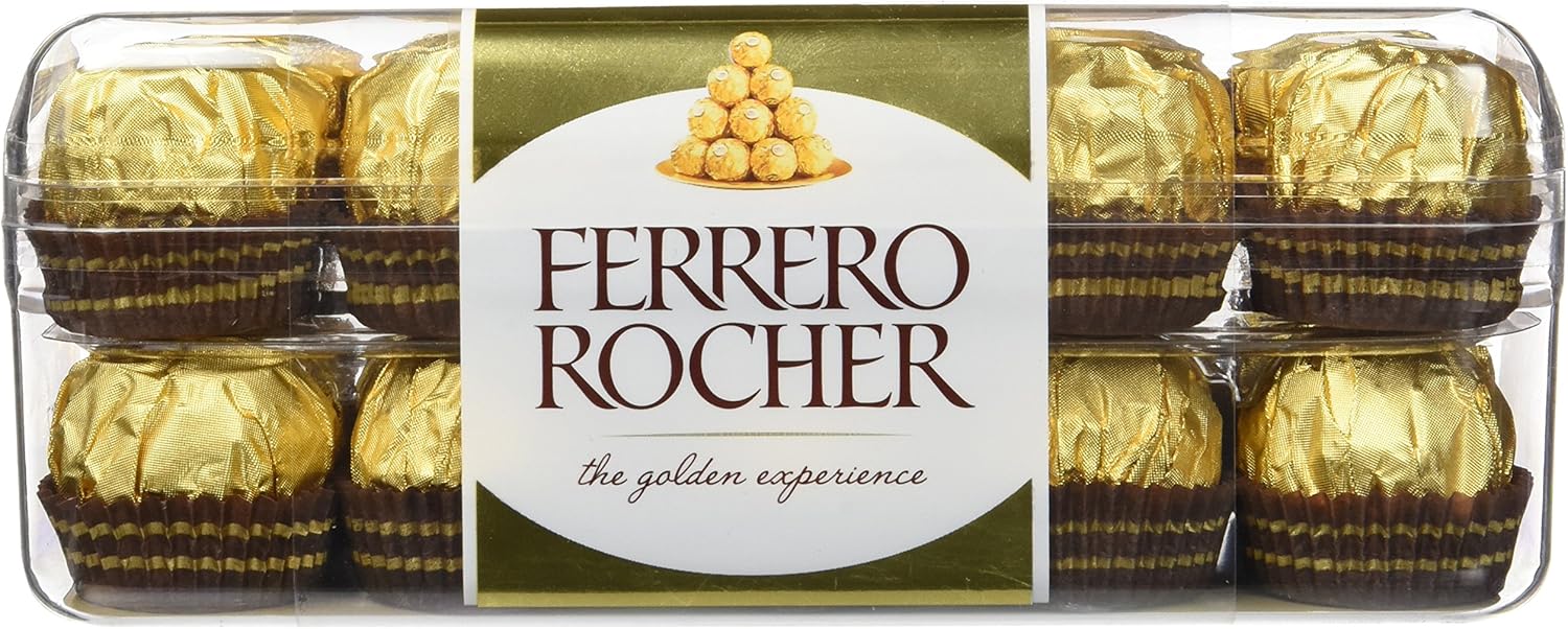 Ferrero Rocher, Caja de 30 Bombones de Chocolate con Leche y Avellanas (375g). Un clásico atemporal ideal para regalar en Navidad o cualquier ocasión especial y compartir en familia. Ferrero Rocher - zoom