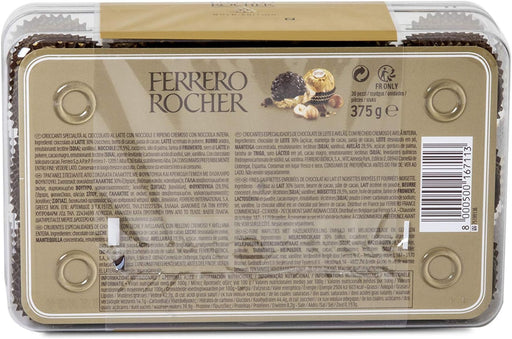 Ferrero Rocher, Caja de 30 Bombones de Chocolate con Leche y Avellanas (375g). Un clásico atemporal ideal para regalar en Navidad o cualquier ocasión especial y compartir en familia. Ferrero Rocher - pack