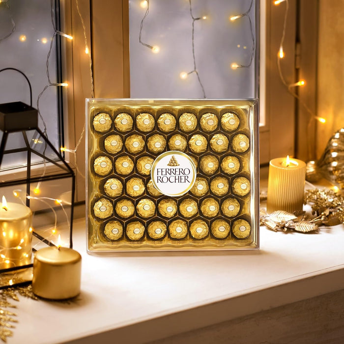 Ferrero Rocher, Caja de Regalo Grande con 42 Bombones de Chocolate y Avellanas (525g). El formato ideal para grandes celebraciones y los regalos más especiales y generosos. Ferrero Rocher - uso