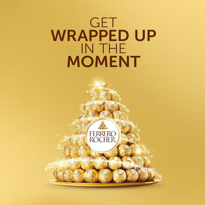 Ferrero Rocher, Caja de Regalo Grande con 42 Bombones de Chocolate y Avellanas (525g). El formato ideal para grandes celebraciones y los regalos más especiales y generosos. Ferrero Rocher - detalle