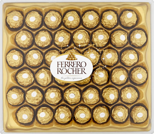 Ferrero Rocher, Caja de Regalo Grande con 42 Bombones de Chocolate y Avellanas (525g). El formato ideal para grandes celebraciones y los regalos más especiales y generosos. Ferrero Rocher - pack