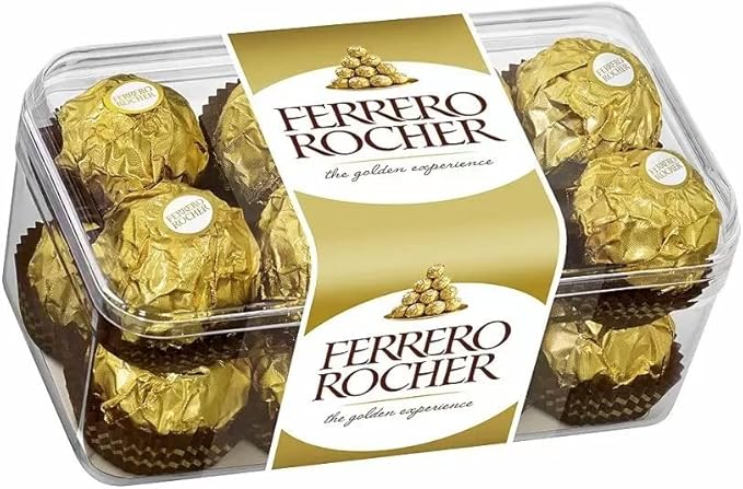 Ferrero Rocher Gold Edition, Caja de 16 Bombones de Chocolate con Leche y Avellanas (200g). Una presentación exclusiva para el regalo más especial, con el sabor clásico e inconfundible. Ferrero Rocher - extra