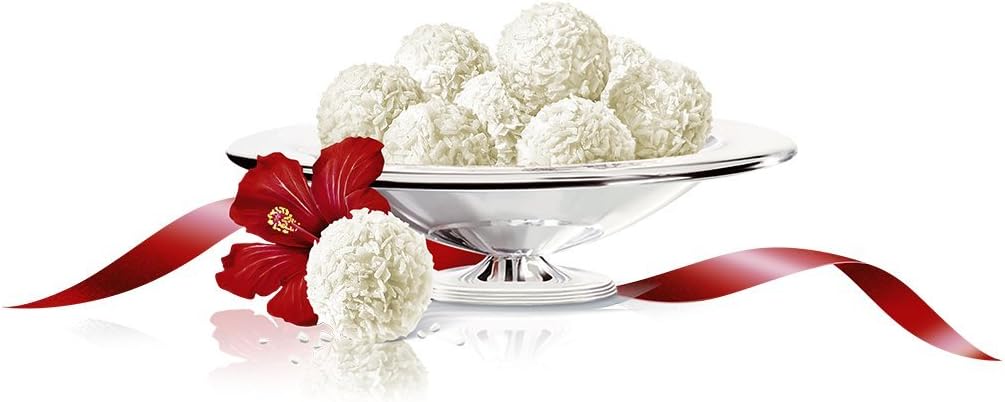 Raffaello Bombones de Coco y Almendra (Caja 30 Unidades, 300g): Una delicada combinación de chocolate blanco, coco y una almendra entera para un placer único. Ferrero Rocher - ingredientes